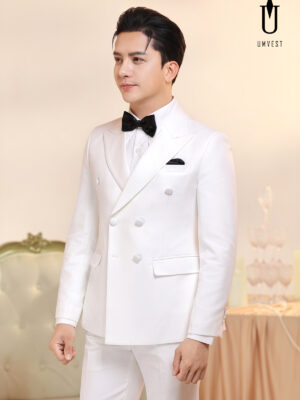 Vest Nam Trắng 6 Cúc