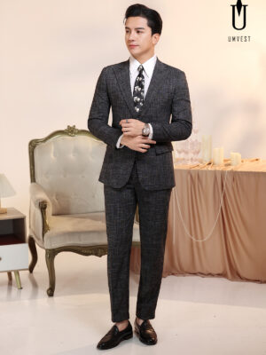 Vest Nam Trắng Đen Xước