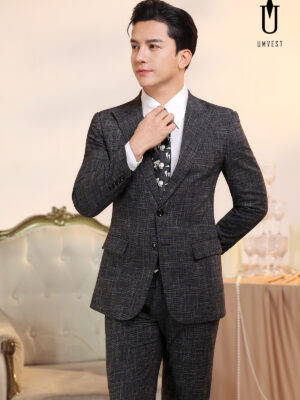 Vest Nam Trắng Đen Xước