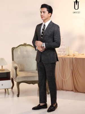 Vest Nam Trắng Đen Xước