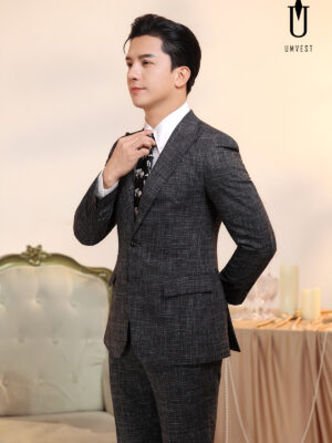 Vest Nam Trắng Đen Xước