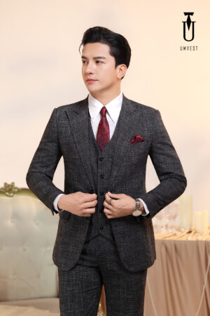 Vest Nam Trắng Đen Xước Gile