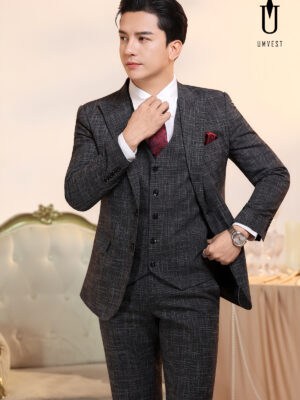 Vest Nam Trắng Đen Xước Gile