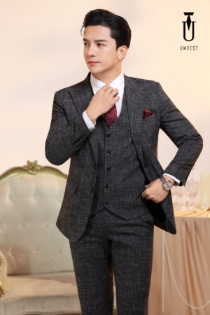Vest Nam Trắng Đen Xước Gile