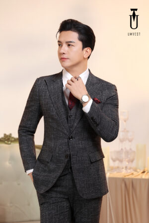 Vest Nam Trắng Đen Xước Gile