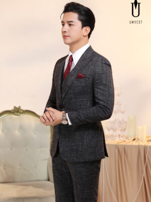 Vest Nam Trắng Đen Xước Gile