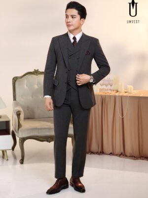 Vest Nam Xám Kẻ Đậm Gile Sam