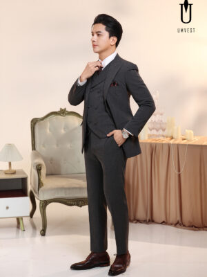 Vest Nam Xám Kẻ Đậm Gile Sam