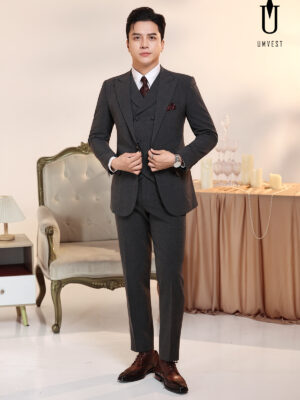 Vest Nam Xám Kẻ Đậm Gile Sam