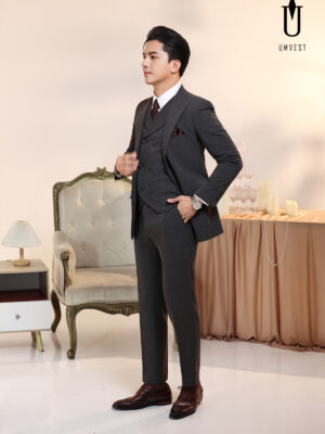 Vest Nam Xám Kẻ Đậm Gile Sam