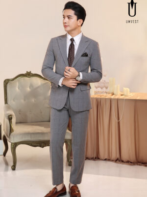 Vest Nam Xám Nhạt Kẻ