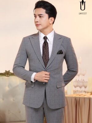 Vest Nam Xám Nhạt Kẻ