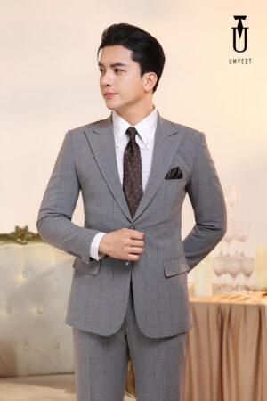 Vest Nam Xám Nhạt Kẻ