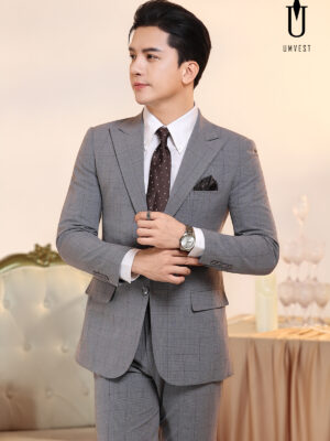 Vest Nam Xám Nhạt Kẻ