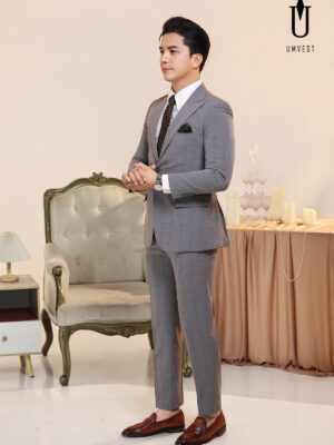 Vest Nam Xám Nhạt Kẻ