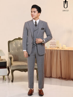 Vest Nam Xám Nhạt Kẻ Gile Sam