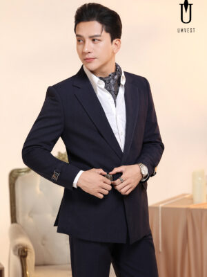 Vest Nam Xanh Đen Xương Cá Khóa Sập