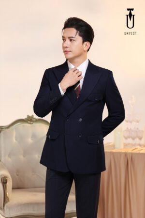 Vest Nam Xanh Navy 6 Cúc Nắp Gài