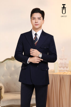 Vest Nam Xanh Navy 6 Cúc Nắp Gài