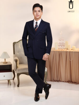 Vest Nam Xanh Navy 6 Cúc Nắp Gài