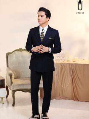 Vest Nam Xanh Navy Cúc Cài Chéo