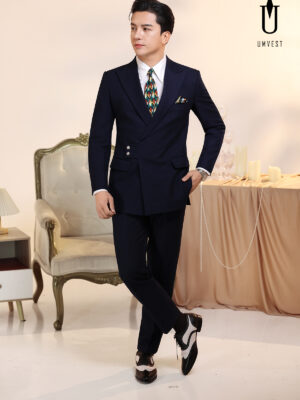 Vest Nam Xanh Navy Cúc Cài Chéo