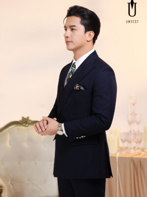 Vest Nam Xanh Navy Cúc Cài Chéo