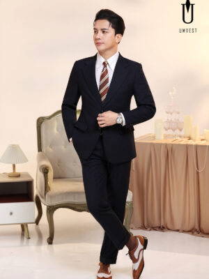 Vest Nam Xanh Navy Nhũ Ve