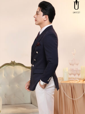 Vest Xanh Đen Xương Cá Quần Trắng