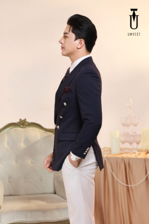 Vest Xanh Đen Xương Cá Quần Trắng
