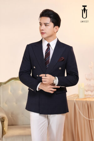 Vest Xanh Đen Xương Cá Quần Trắng