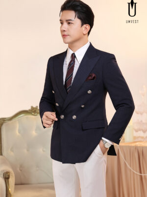 Vest Xanh Đen Xương Cá Quần Trắng