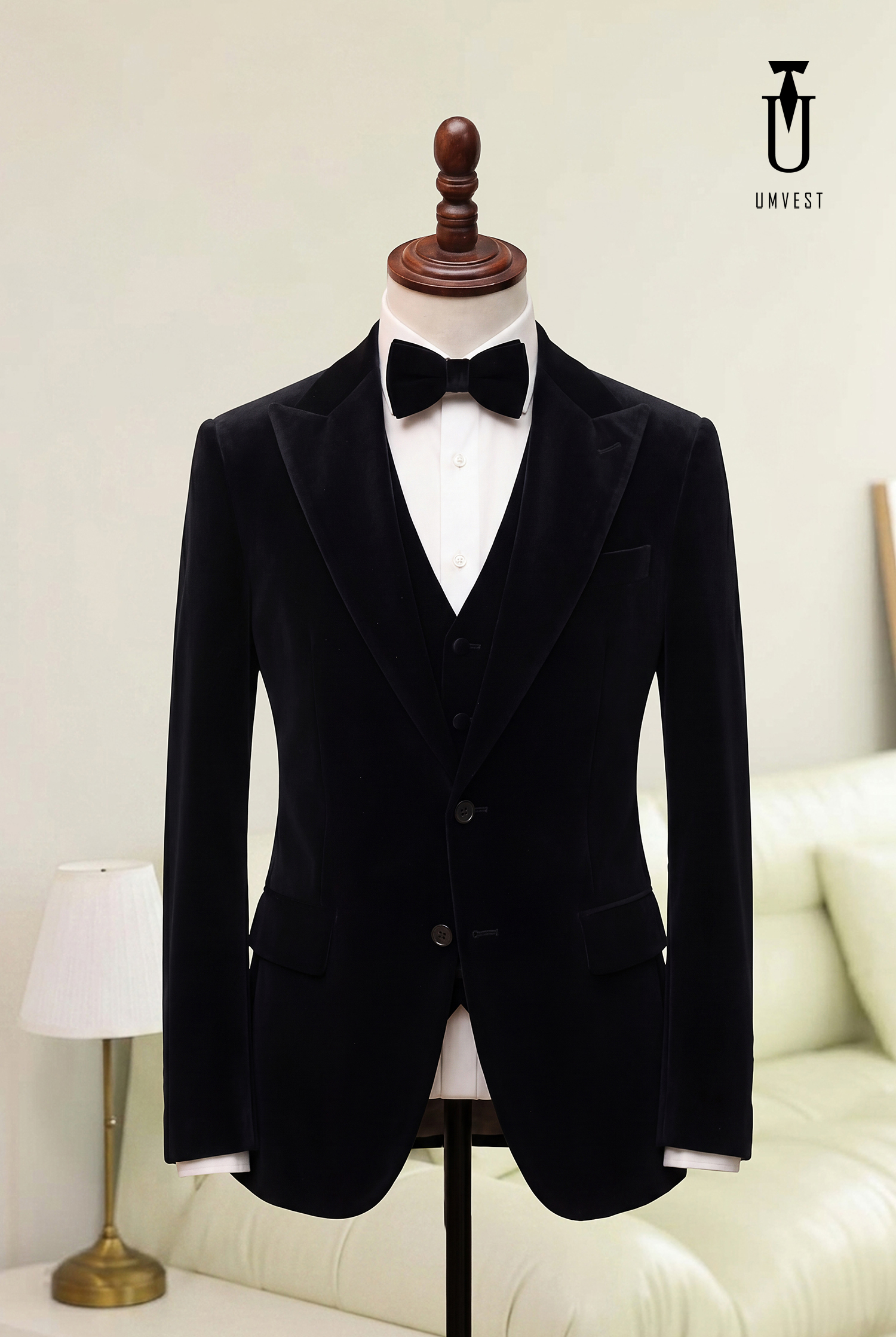BỘ TUXEDO NHUNG MÀU XANH ĐEN (1)