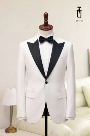 Thuê Tuxedo Trắng Ve Nhọn Đen