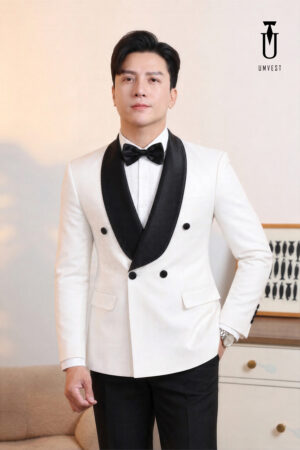 Thuê Tuxedo Trắng Ve Sam Đen
