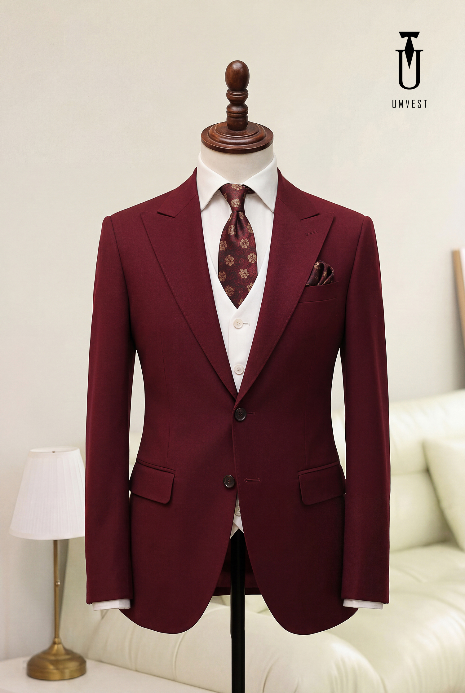 BỘ VEST NAM MÀU ĐỎ GHILE TRẮNG (1)