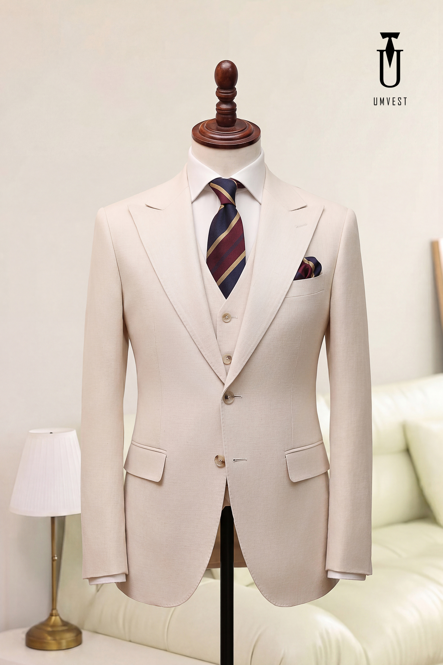 BỘ VEST NAM MÀU TRẮNG KEM XƯỚC GHILE (1)