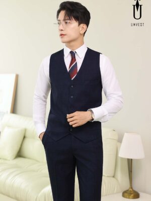 Áo Gile Xanh Navy Caro