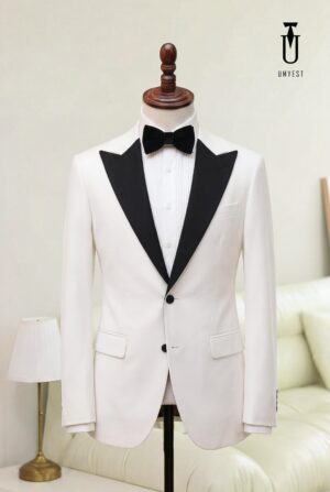 Tuxedo Trắng Ve Nhọn Đen