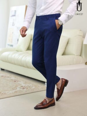 Quần Tây Xanh Dương Đậm Caro