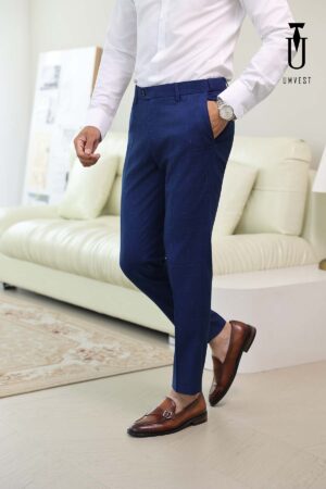 Quần Tây Xanh Dương Đậm Caro