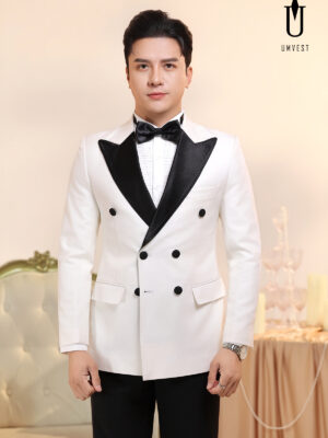 Tuxedo Trắng Ve Nhọn Đen
