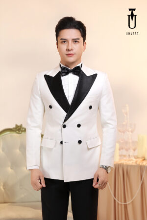 Tuxedo Trắng Ve Nhọn Đen