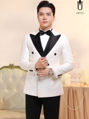 Tuxedo Trắng Ve Nhọn Đen