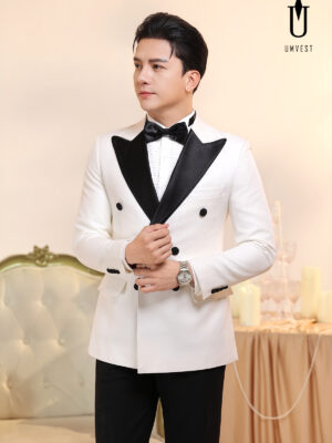Tuxedo Trắng Ve Nhọn Đen