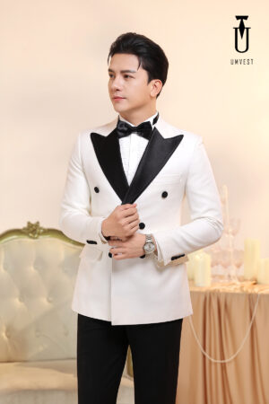 Tuxedo Trắng Ve Nhọn Đen