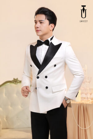 Tuxedo Trắng Ve Nhọn Đen