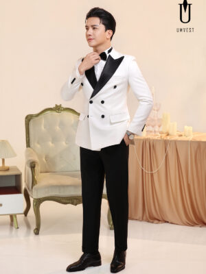 Tuxedo Trắng Ve Nhọn Đen