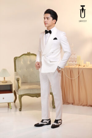 Tuxedo Trắng Sam 4 Cúc