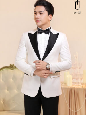Tuxedo Trắng Ve Nhọn Đen